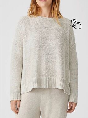 Eileen Fisher Peruvian 100% Organic Boucle Box Top Ivory XS